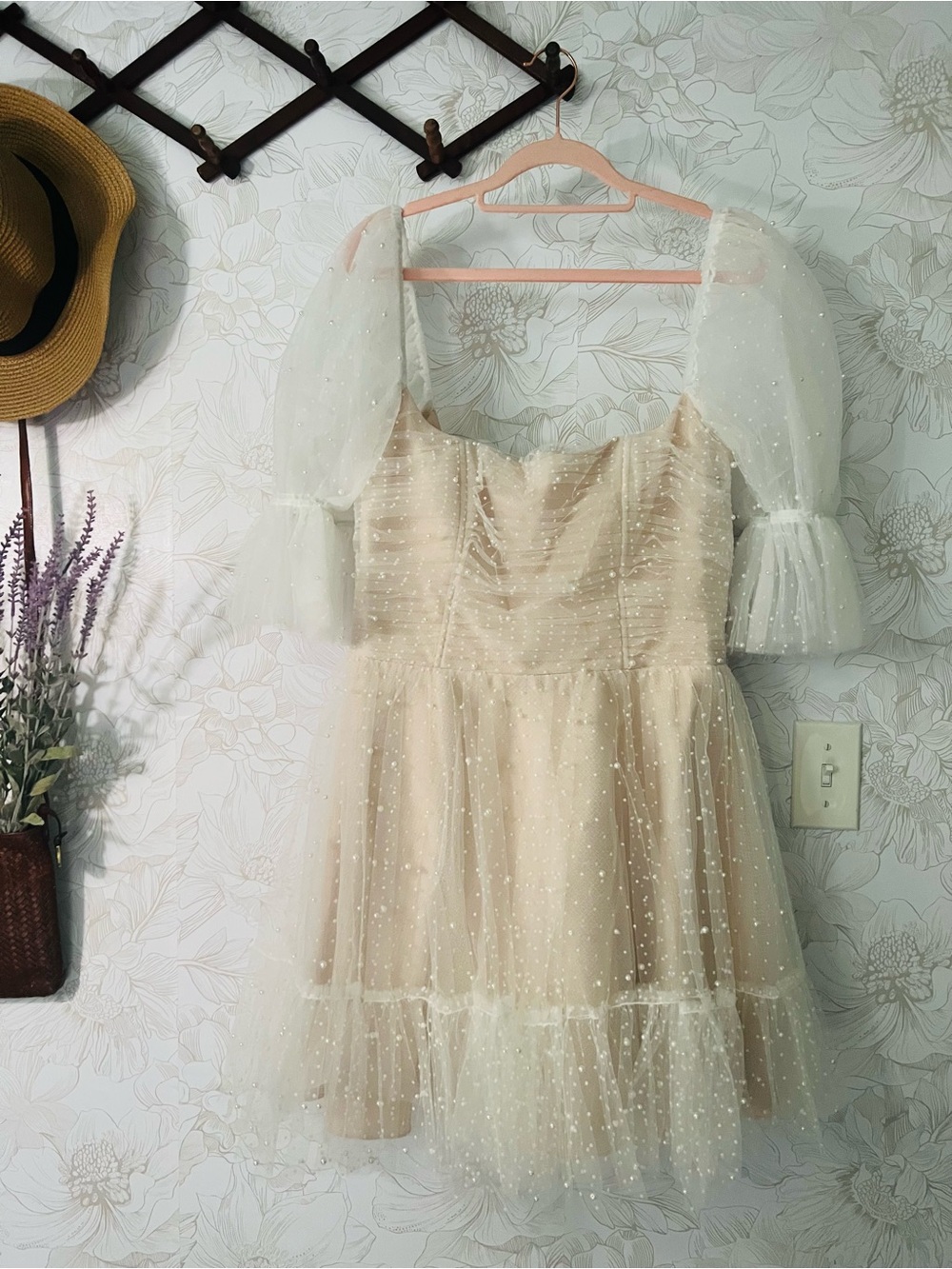 By Watters flocked dotted Macaron dress